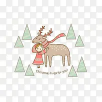 圣诞女孩和驯鹿