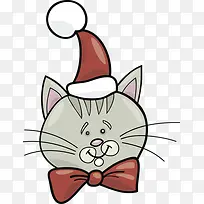 卡通绘画带圣诞帽的小猫