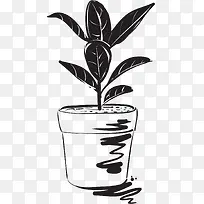 手绘黑色艺术创意植物