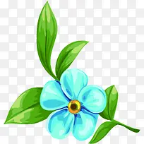 创意合成效果水彩花卉植物蓝色
