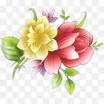 中秋节手绘黄粉色花朵