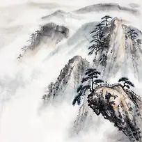 山峰水墨画背景