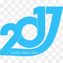 蓝色年度艺术字新年矢量