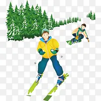 雪地滑冰冬季旅游素材