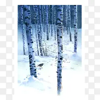 高清摄影创意雪地树林
