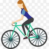 女人骑自行车图标矢量图