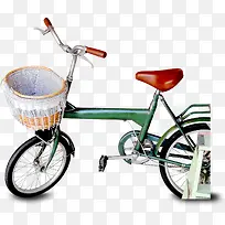 可爱卡通手绘绿色自行车