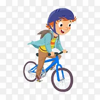 骑自行车的男孩卡通