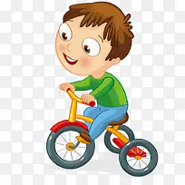 卡通男孩骑单车
