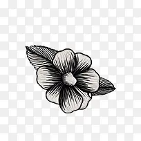 黑色手绘花卉