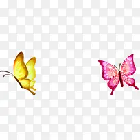 春天黄粉色纹理光效蝴蝶
