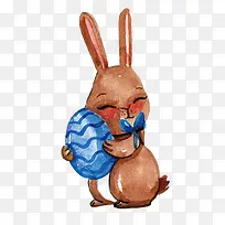 复活节矢量水彩手绘兔子插画