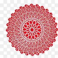 红色手绘圆形花纹