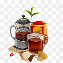 红茶茶杯茶具矢量图