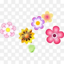中秋节手绘彩色花朵国庆