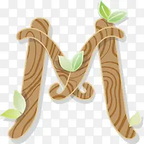 卡通木质字母M
