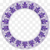 手绘紫色圆形相框