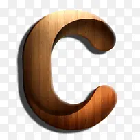 木质英文字母C