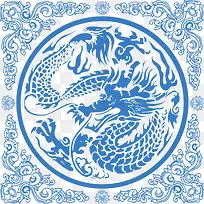 蓝色龙装饰纹