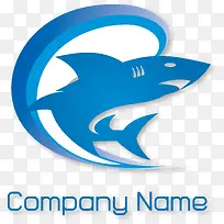 装饰矢量蓝色鲨鱼logo图案