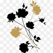 黑色水墨艺术花朵