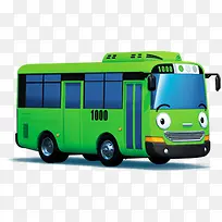 公交车卡通绿色车表情