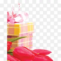 粉色清新礼盒花朵