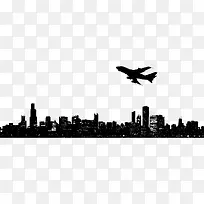 矢量城市剪影和飞机