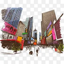 矢量卡通城市插画