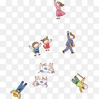 彩色卡通可爱人物插画