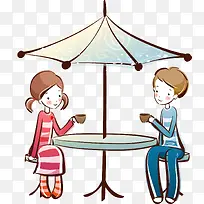 卡通可爱约会人物插画