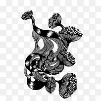 中国风黑白花艺术装饰图