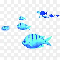 蓝色鱼群效果卡通动物