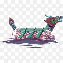 绿色中国风龙舟装饰图案