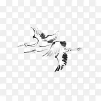 中国风笔墨画鹤
