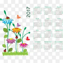 矢量植物花朵2017年日历