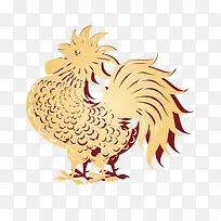 金色剪纸鸡