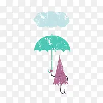 下雨撑伞卡通
