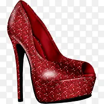红色亮晶晶女士高跟鞋
