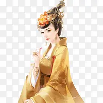 彩绘立绘黄色衣服美女图片
