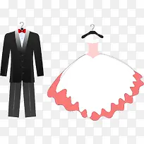矢量手绘婚礼礼服