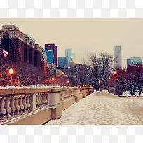雪后城市复古风情