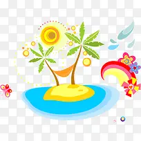 夏日椰树卡通太阳