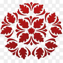 红色花纹圆形花纹圣诞花纹装饰