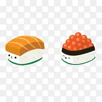 三文鱼寿司和鱼子酱寿司卡通素材