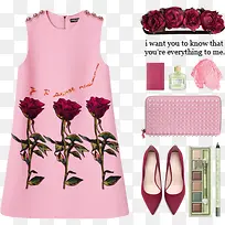 粉色连衣裙和高跟鞋