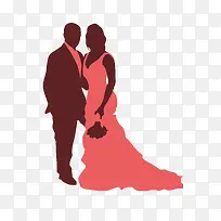 婚礼新人插画粉色