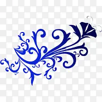 蓝色中国风花纹装饰图案