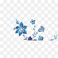 中国风蓝色手绘植物