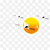 中国风日出飞鹤